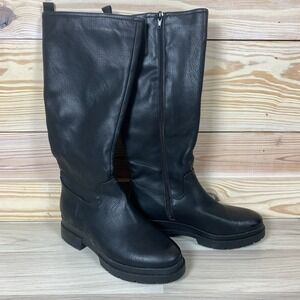 SOUL Naturalizer Womens 7.5 M Orchid Black Faux Leather Knee-High Boots Moto